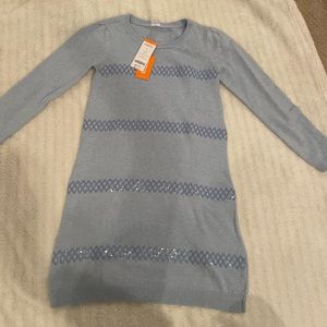 NWT Gymboree Fair Isle Flurry Snowy Blue Sequin Sweater Dress Girls Size 10
